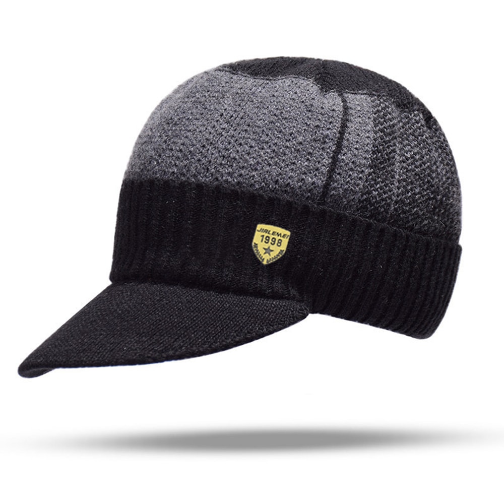Men Winter Knitted Hat Outdoor Cycling Ear Protection Warmth Peaked Cap Casual Fashion Sunhat Bombe 12