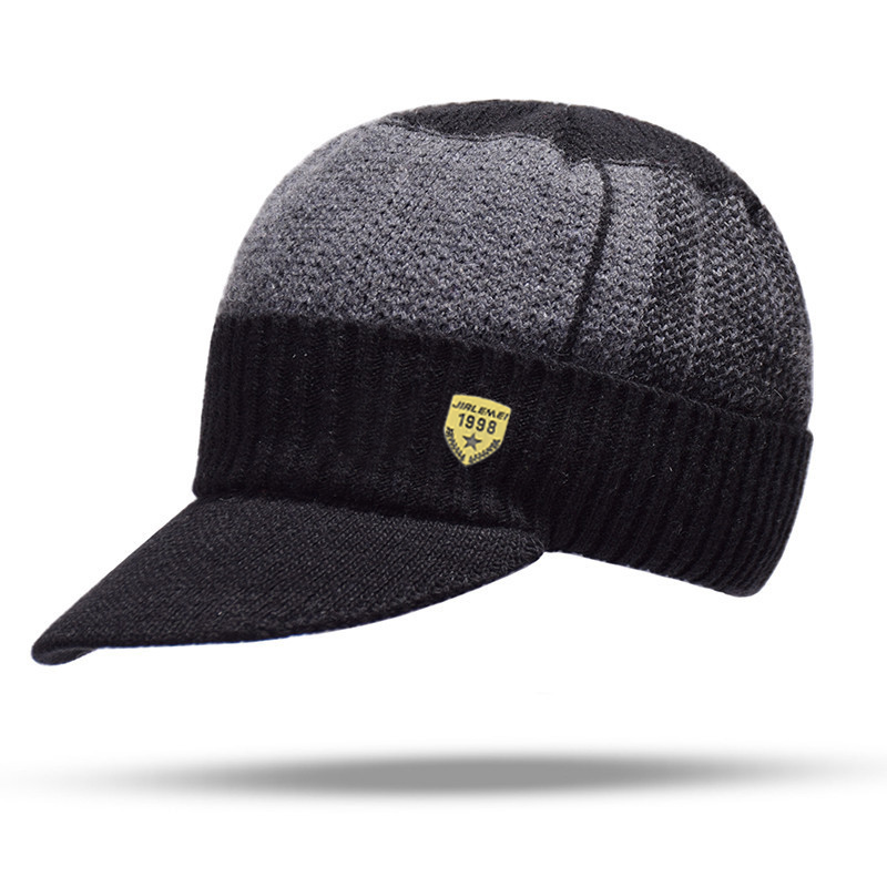 Men Winter Knitted Hat Outdoor Cycling Ear Protection Warmth Peaked Cap Casual Fashion Sunhat Bombe 12
