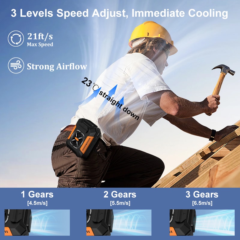 Waist Fan Portable Hanging Neck Fan With Speeds Wearable Shirt Fan Clip Belt Fan For Outdoor Travel 2