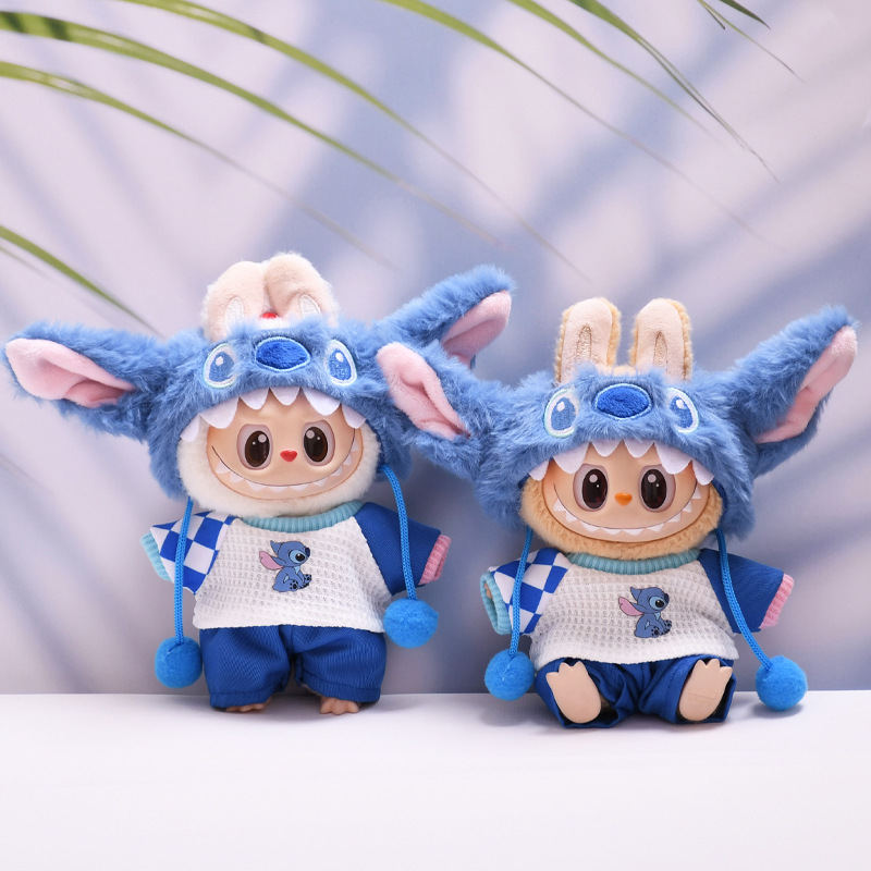 Labubu Doll Clothes Fashion Clothes Plush Stitch Set Cute Cartoon Doll Accessories Gifts For Kids F 4