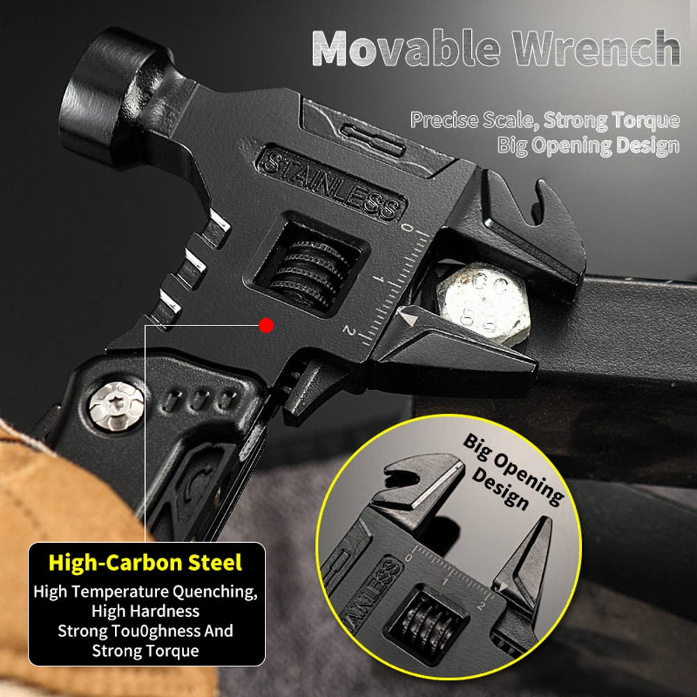 Multifunctional Wrench Hammer Knife Pliers Outdoor Camping Survival Tool Labor Saving Stainless Ste 3
