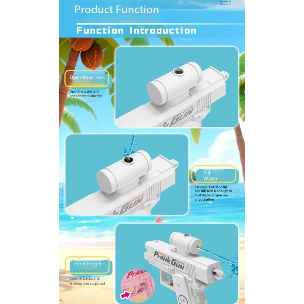 Funny DoubleSided Reverse Water Gun Mini Tactical Water Sprayer Summer Prank Toy For Kids Adults P