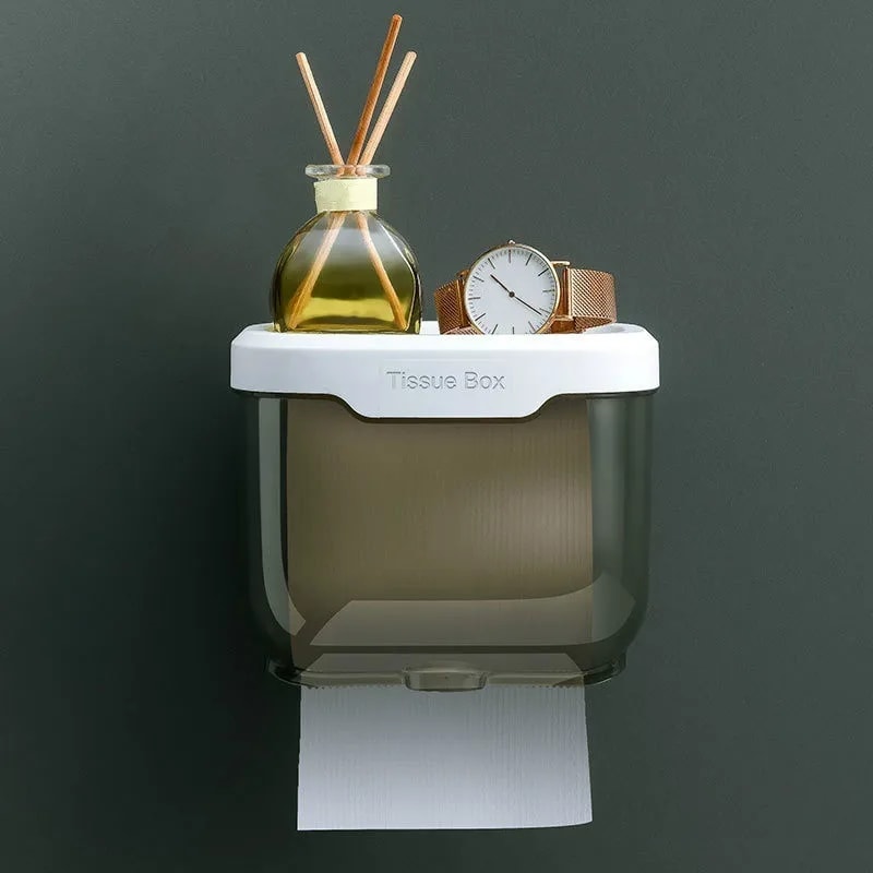 Toilet Pumping Paper Hand Tray Tissue Box, Waterproof Non-perforated Paper Rack, Creative Roll Paper Box for Bathroom