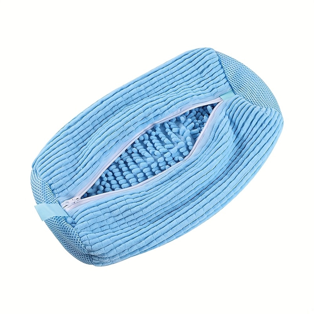 Durable Shoe Washing Machine Bag Yellow With Blue Zipper Oval Laundry Bag For All Shoe Types Protec 8