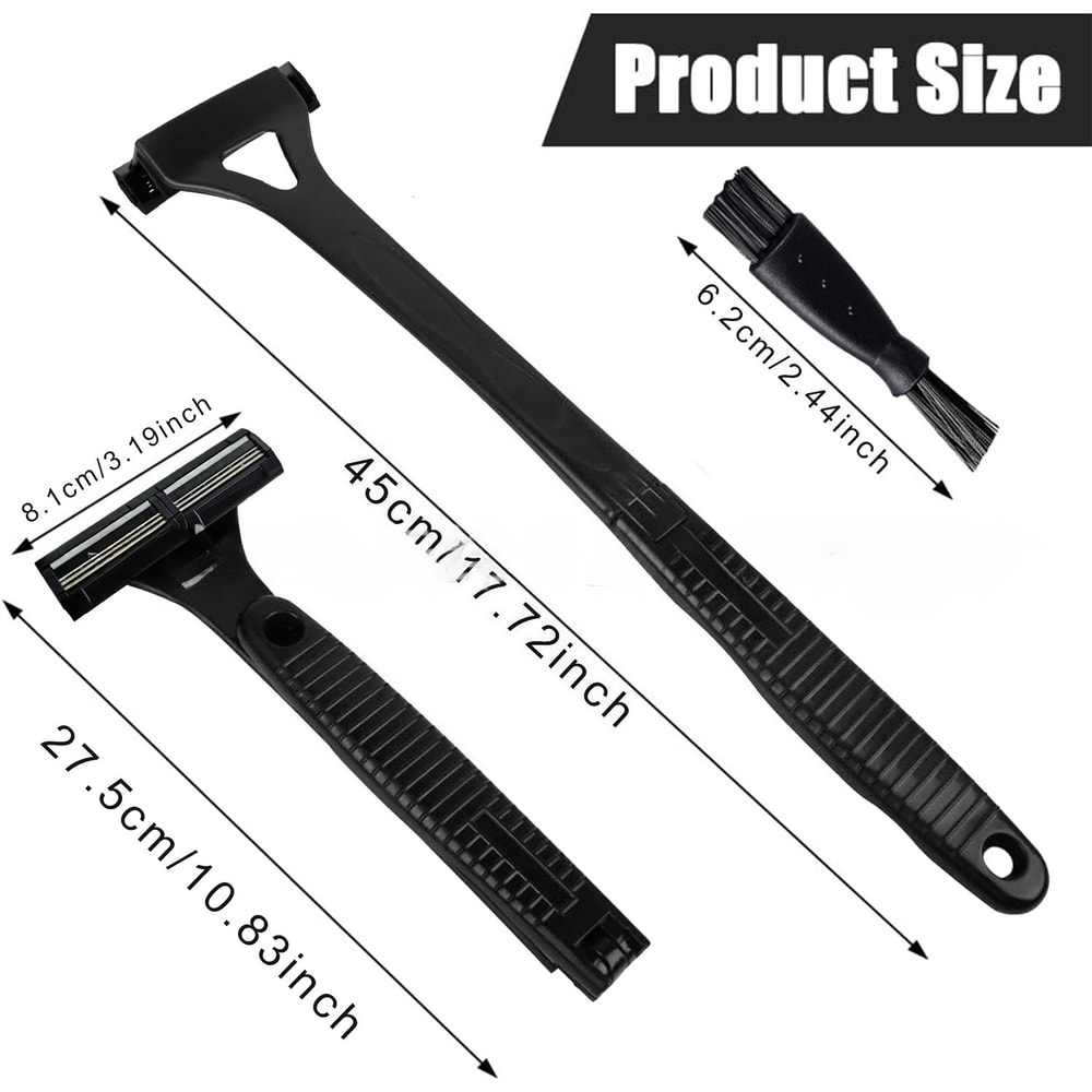 Men Triple Blade Manual Back Hair Shaver, Safety Long Handle Foldable Trimmer for Body, Leg, Shaving Razor Removal