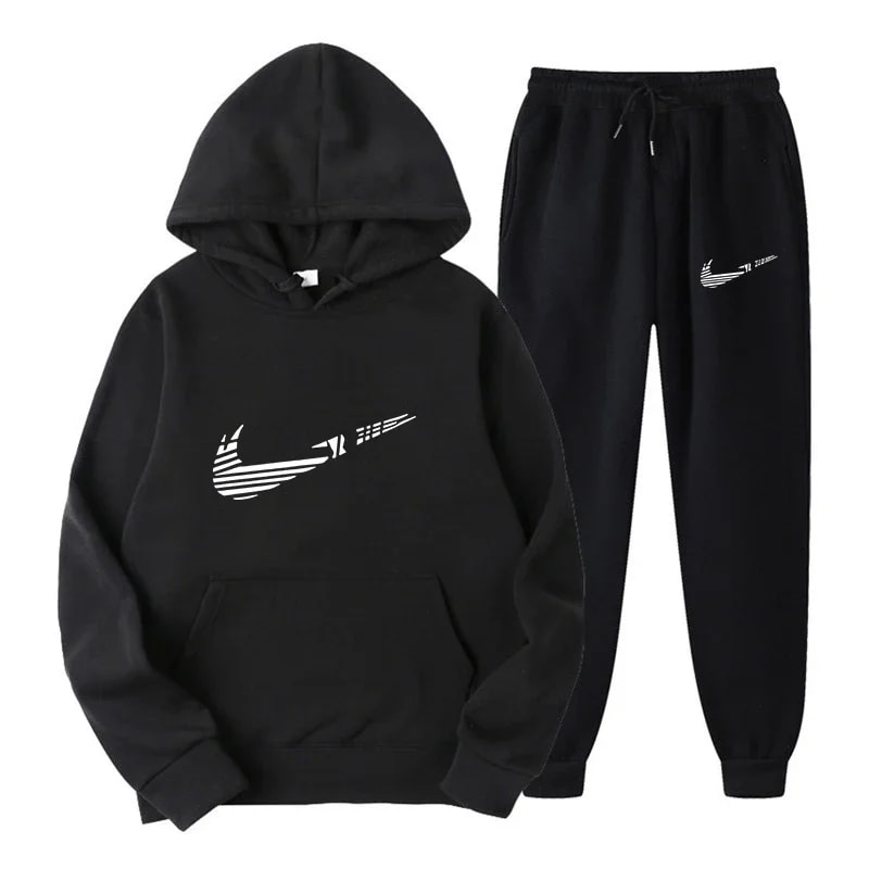 Men Tracksuit Set Hooded Sweatshirt Drawstring Pants Male Hoodies Running Sportswear Autumn Sportwe 0