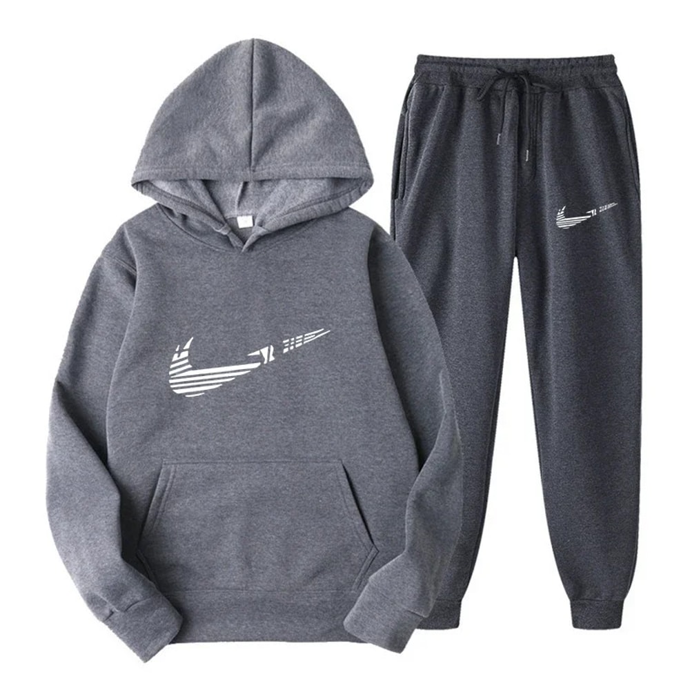 Men Tracksuit Set Hooded Sweatshirt Drawstring Pants Male Hoodies Running Sportswear Autumn Sportwe 2