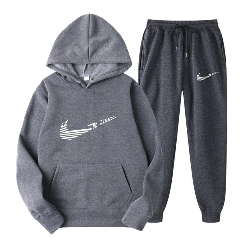 Men Tracksuit Set Hooded Sweatshirt Drawstring Pants Male Hoodies Running Sportswear Autumn Sportwe 2