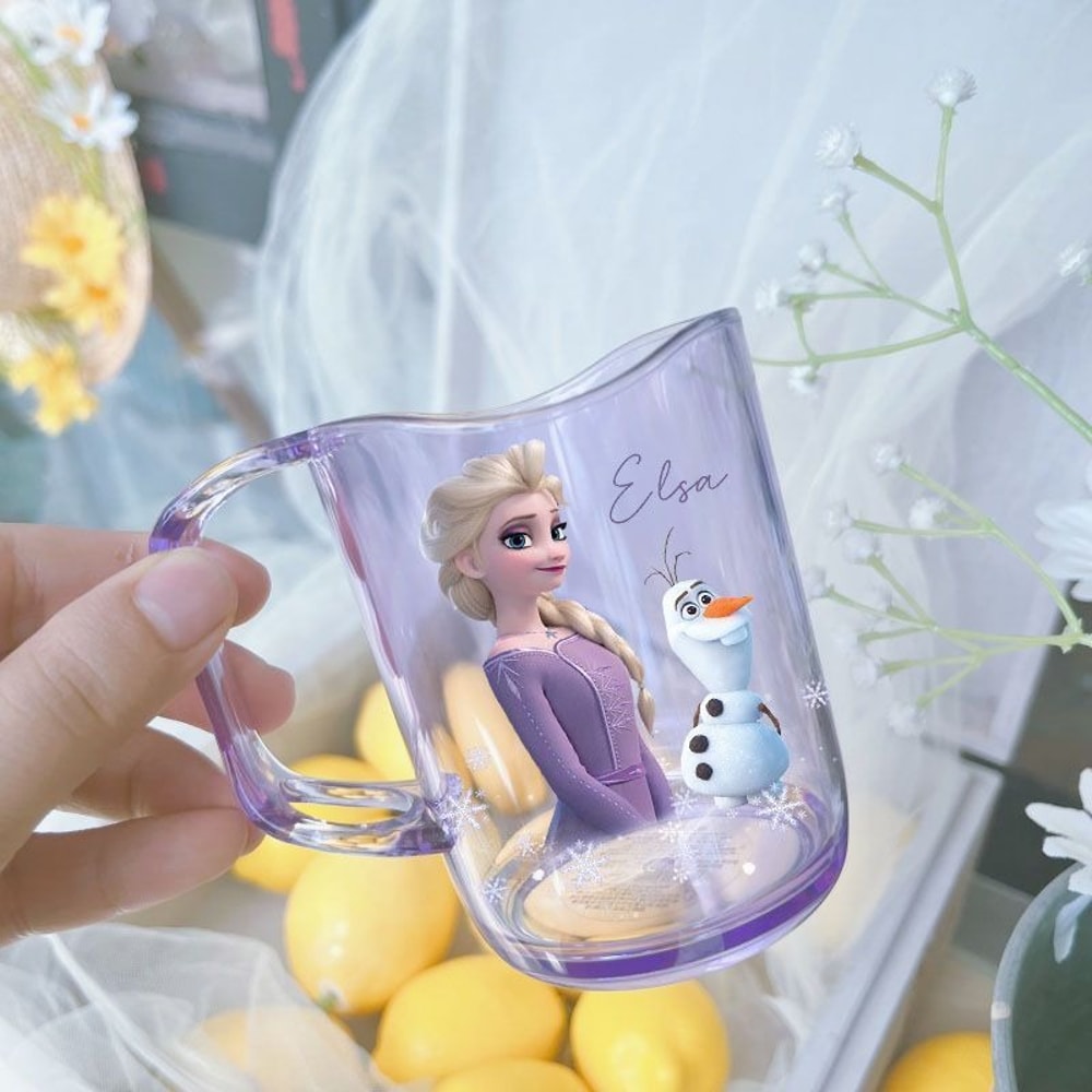 Frozen Water Cup Cute Cartoon Princess Elsa Childrens Mouthwash Cup, Kawaii Beautiful Girl Brushing Cup, Plastic Girl