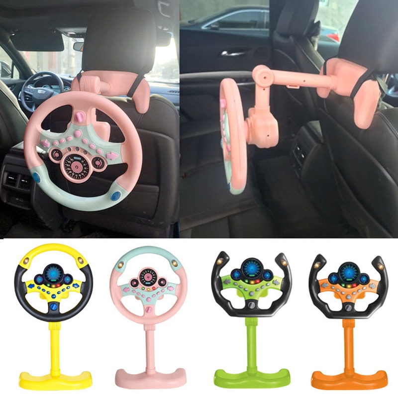 Electric Simulated Driving Steering Wheel, Portable Copilot Toy with Light and Sound, Educational Childrens Gifts