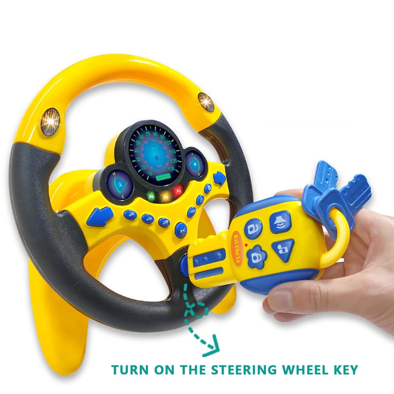 Electric Simulated Driving Steering Wheel, Portable Copilot Toy with Light and Sound, Educational Childrens Gifts