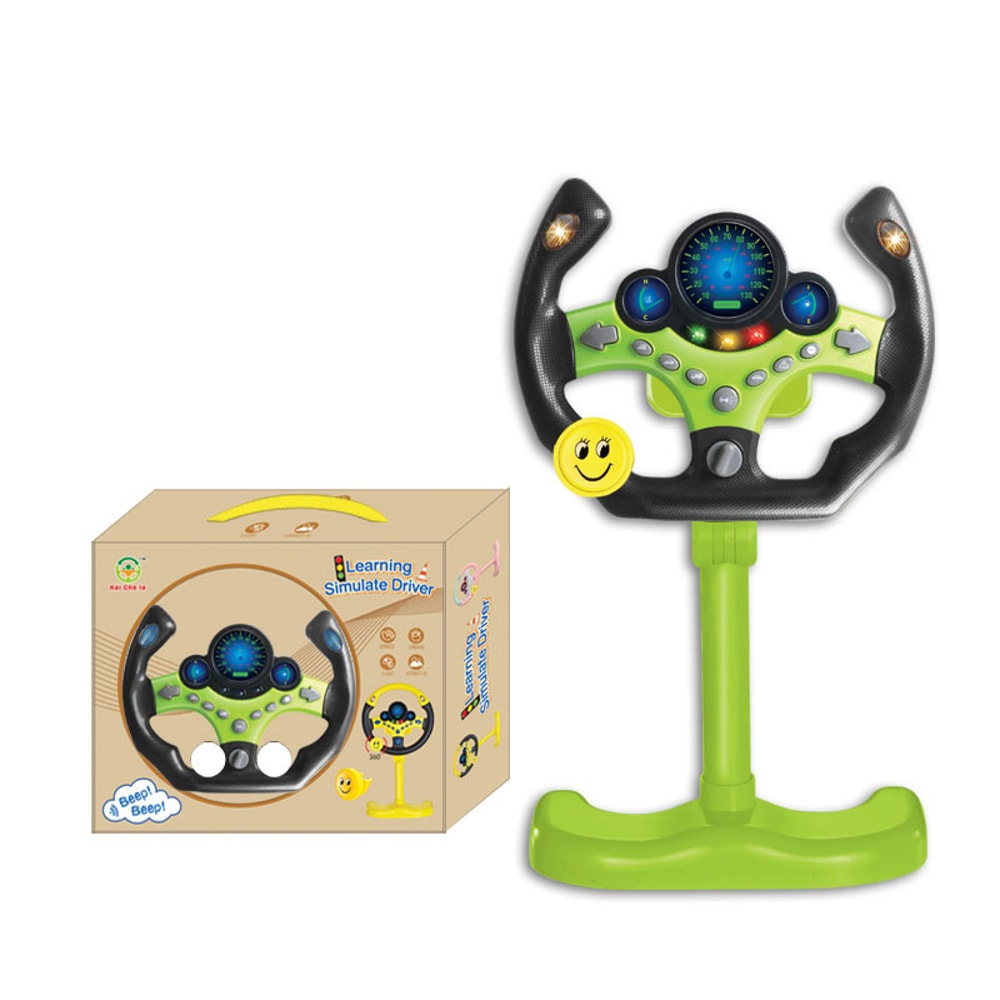 Electric Simulated Driving Steering Wheel, Portable Copilot Toy with Light and Sound, Educational Childrens Gifts