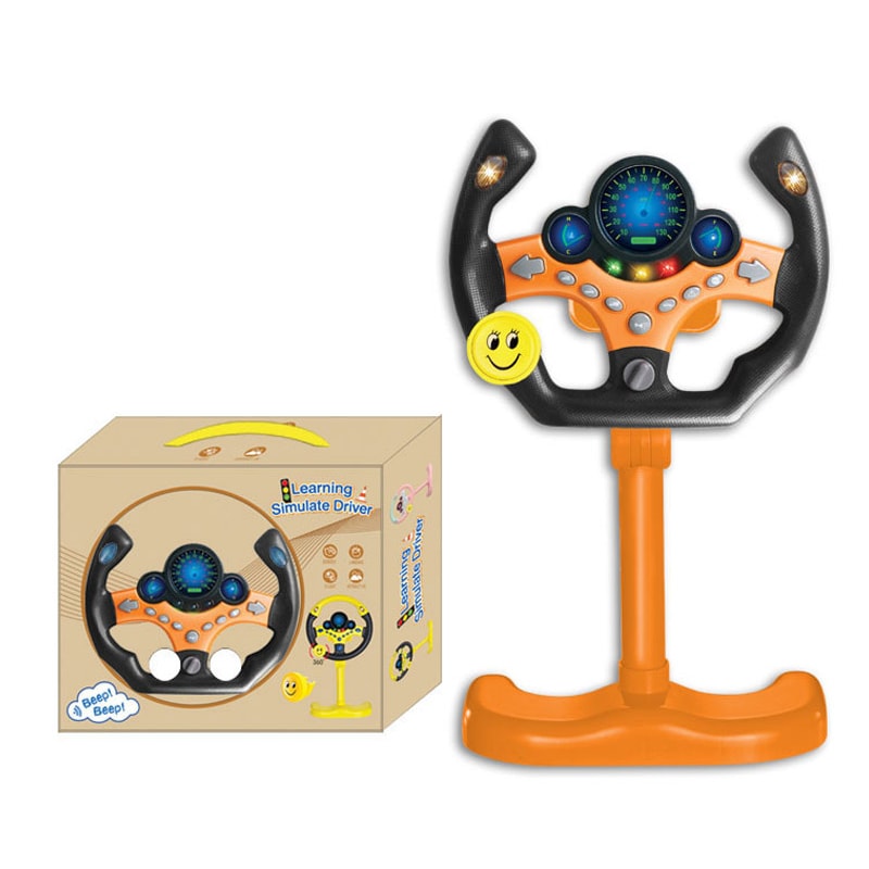 Electric Simulated Driving Steering Wheel, Portable Copilot Toy with Light and Sound, Educational Childrens Gifts