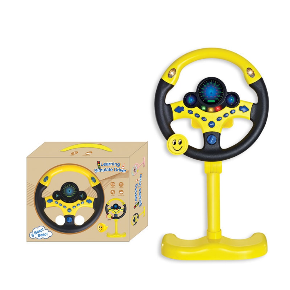 Electric Simulated Driving Steering Wheel, Portable Copilot Toy with Light and Sound, Educational Childrens Gifts