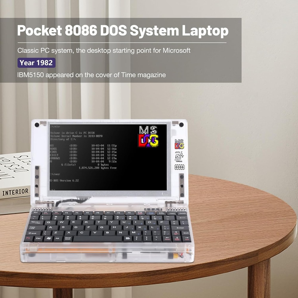 Mini Retro Laptop, Retro Pocket CPU PC-XT, Compatible with MS-DOS System Windows