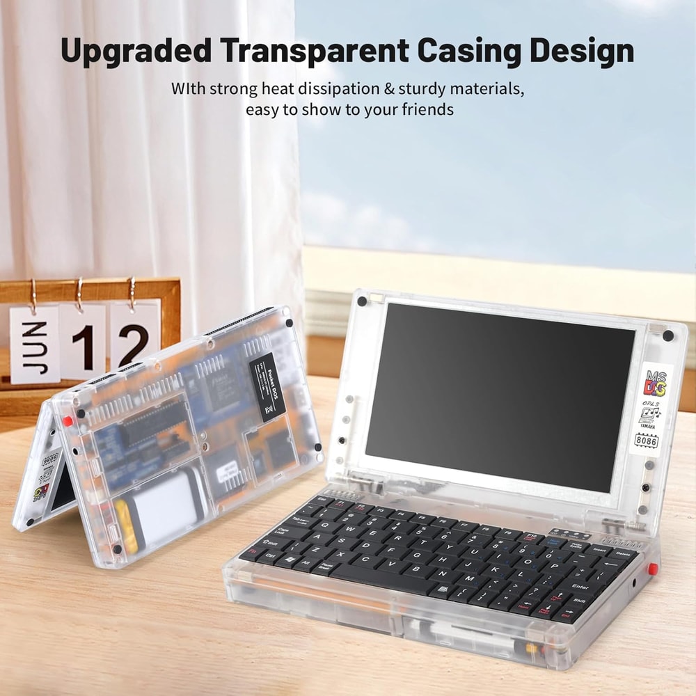 Mini Retro Laptop, Retro Pocket CPU PC-XT, Compatible with MS-DOS System Windows