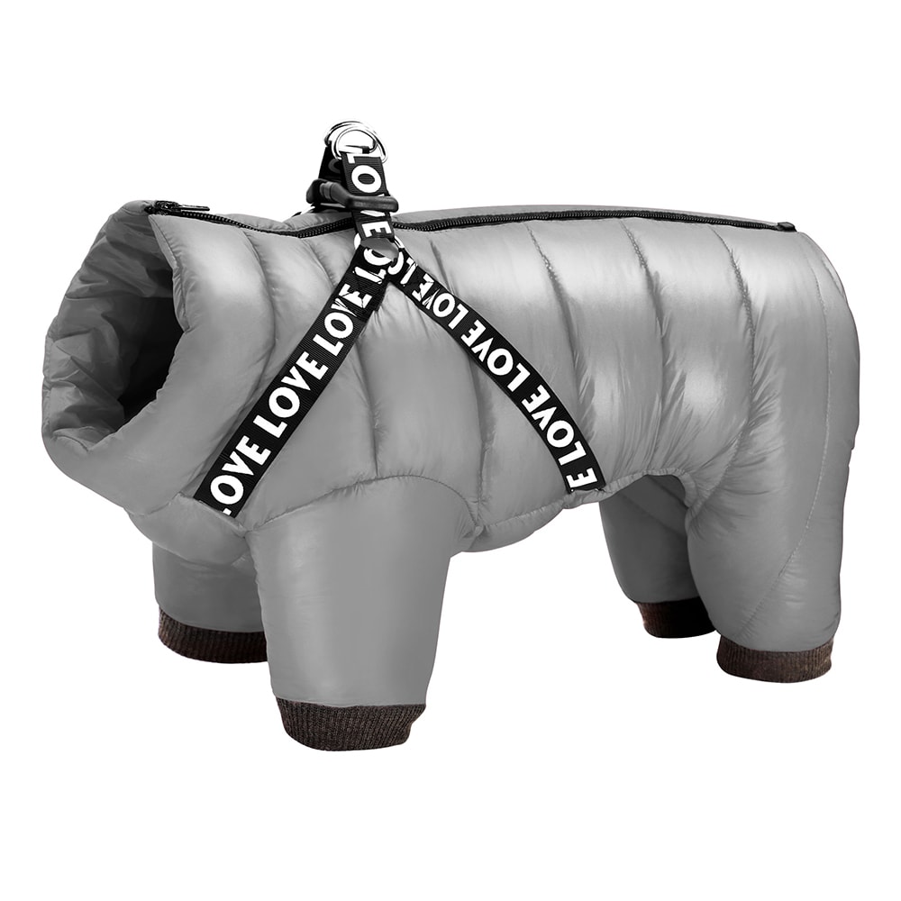 Warm Winter Dog Clothes With Harness Thick Cotton Dog Coat Down Jacket Pet Clothing Outfit For Smal 8