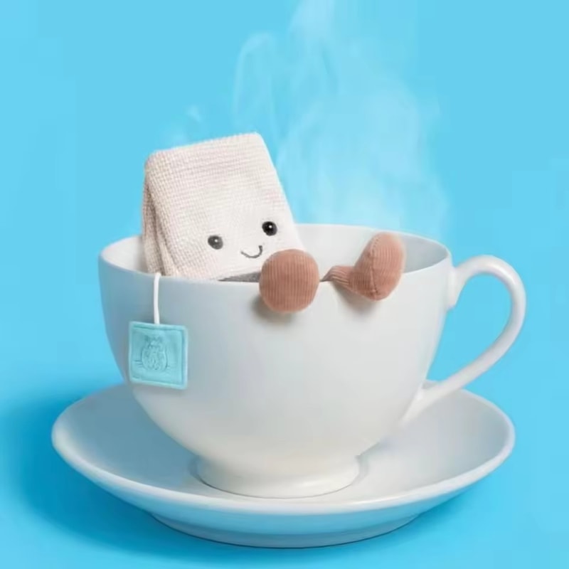New and Cat Tea Bag Cartoon Doll, Cat Dog Interactive Toy, Birthday Christmas Halloween Pet Girl Gift