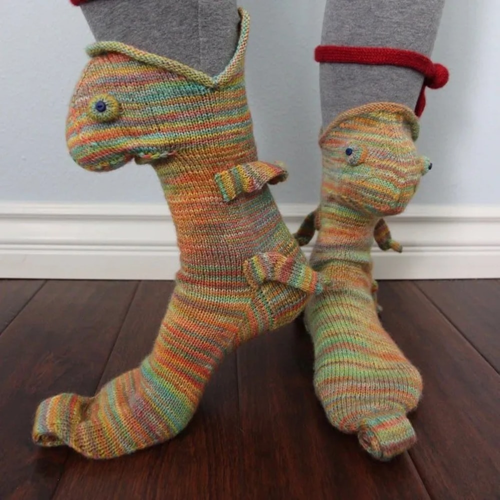 Christmas Socks, Knitted Crocodile Socks, Animal Funny Socks, Holiday Party Supplies