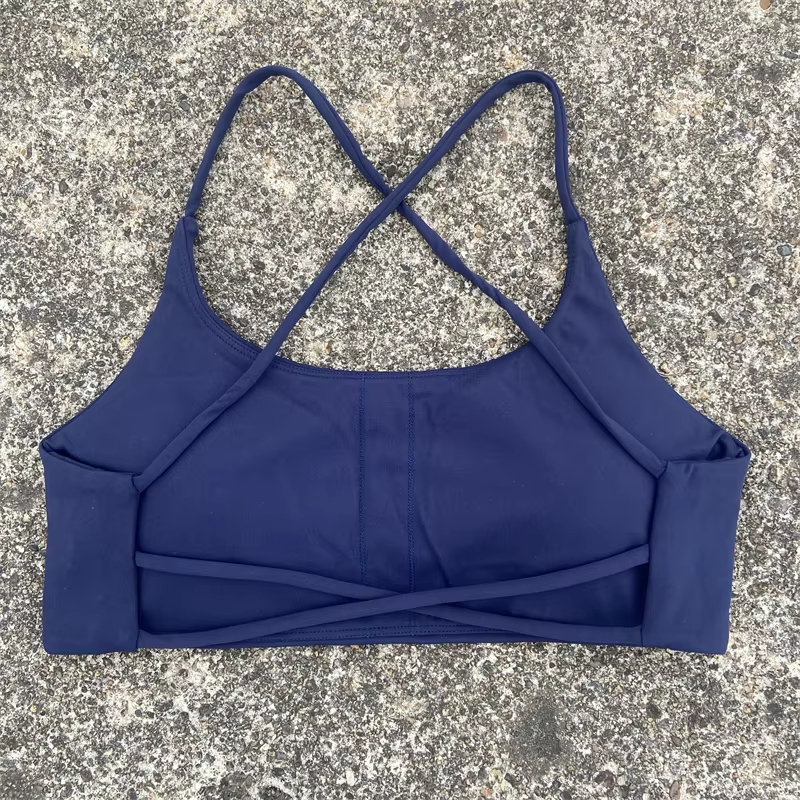 Sexy Soft Fitness Sport Bra, Spaghetti Strap Cross Back Women Top, Tight Gym Yoga Underwear Athletic Workout with Chest