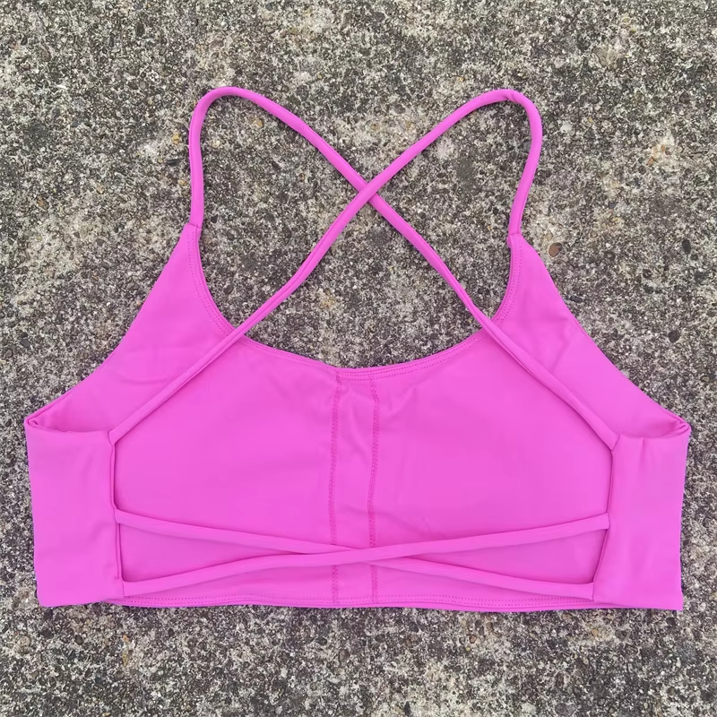 Sexy Soft Fitness Sport Bra, Spaghetti Strap Cross Back Women Top, Tight Gym Yoga Underwear Athletic Workout with Chest