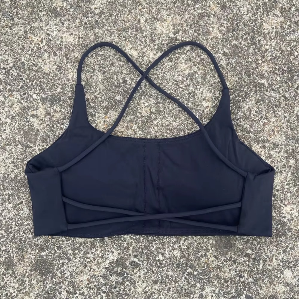 Sexy Soft Fitness Sport Bra, Spaghetti Strap Cross Back Women Top, Tight Gym Yoga Underwear Athletic Workout with Chest