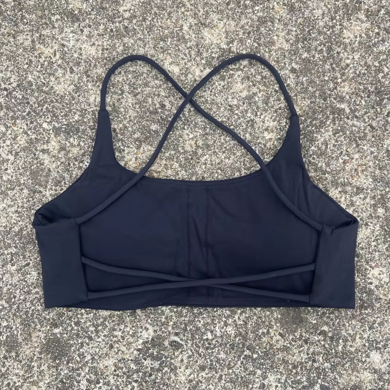 Sexy Soft Fitness Sport Bra, Spaghetti Strap Cross Back Women Top, Tight Gym Yoga Underwear Athletic Workout with Chest