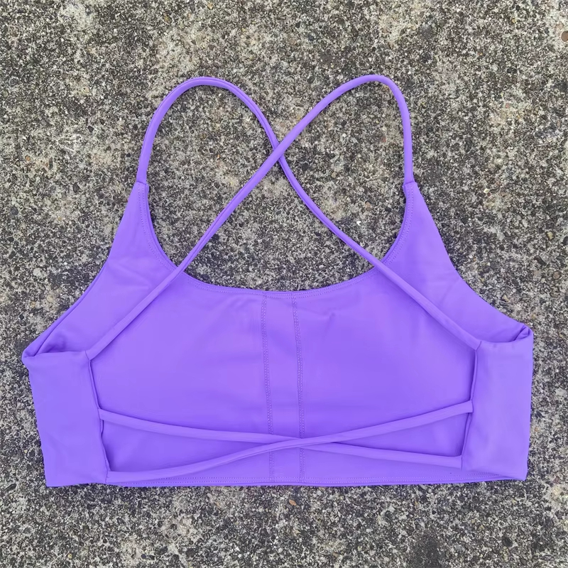 Sexy Soft Fitness Sport Bra, Spaghetti Strap Cross Back Women Top, Tight Gym Yoga Underwear Athletic Workout with Chest