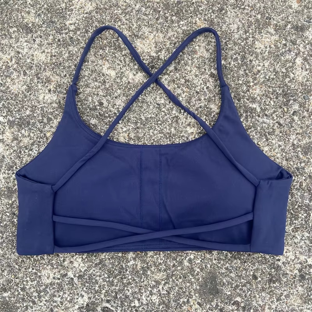 Sexy Soft Fitness Sport Bra, Spaghetti Strap Cross Back Women Top, Tight Gym Yoga Underwear Athletic Workout with Chest
