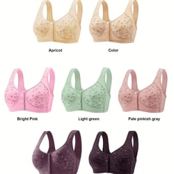 elegant front buckle floral bra for women, adjustable, breathable, pressurized support, ideal for breastfeeding