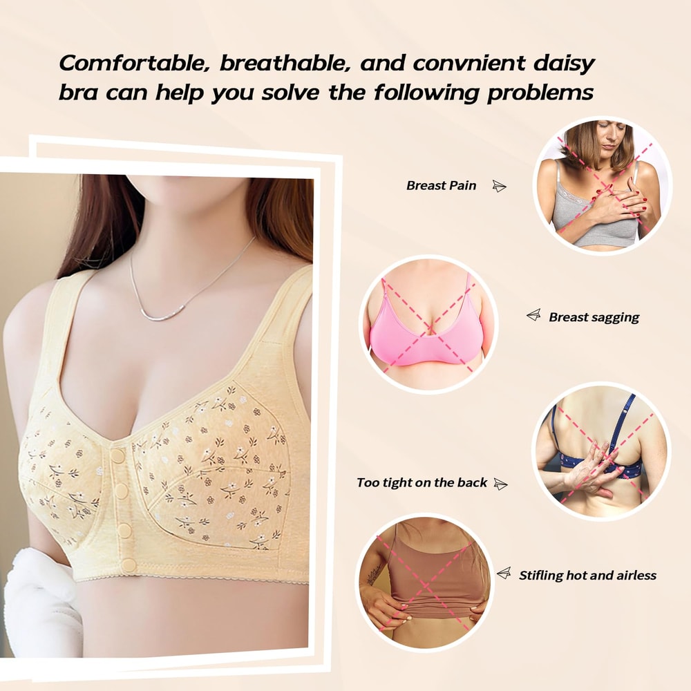 Elegant Front Buckle Floral Bra For Women Adjustable Breathable Pressurized Support Ideal For Breas 2
