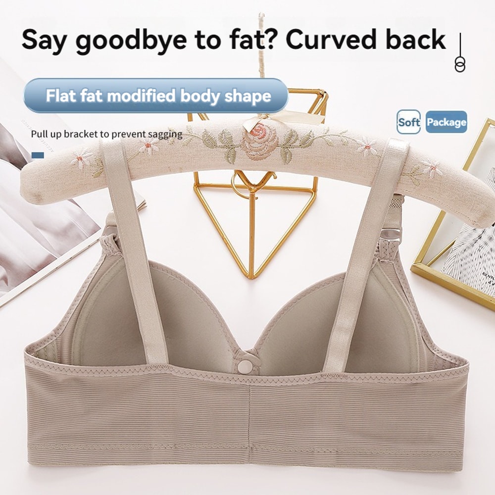 Large Size Front Buckle Sexy Push Up Bra, Comfortable Adjustable Thin Cup, Breathable Ladies Underwear for Middle-aged