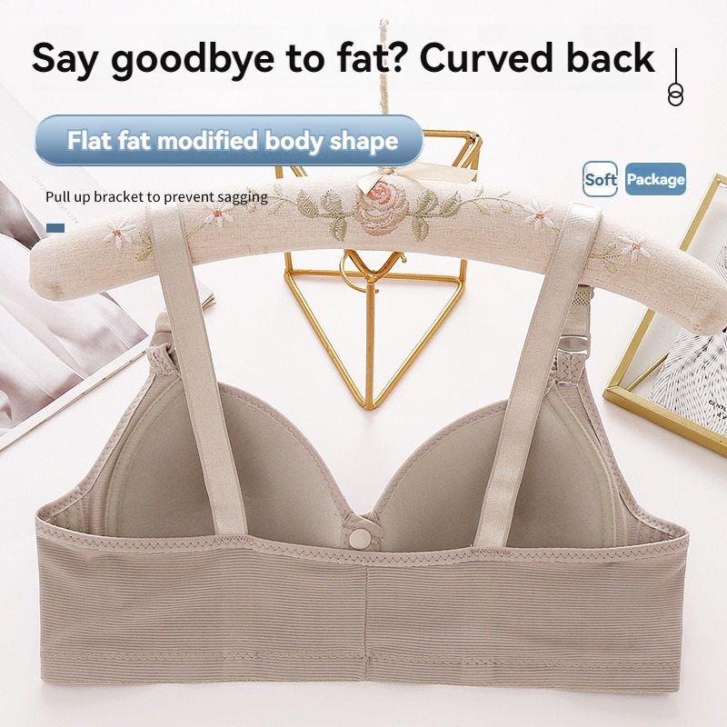 Large Size Front Buckle Sexy Push Up Bra, Comfortable Adjustable Thin Cup, Breathable Ladies Underwear for Middle-aged