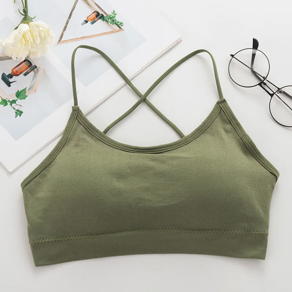 Women Cross Strap Sports Bra Push Up Top Yoga Gym Crop Tops Breathable Bras Fitness Tops Femme Bras