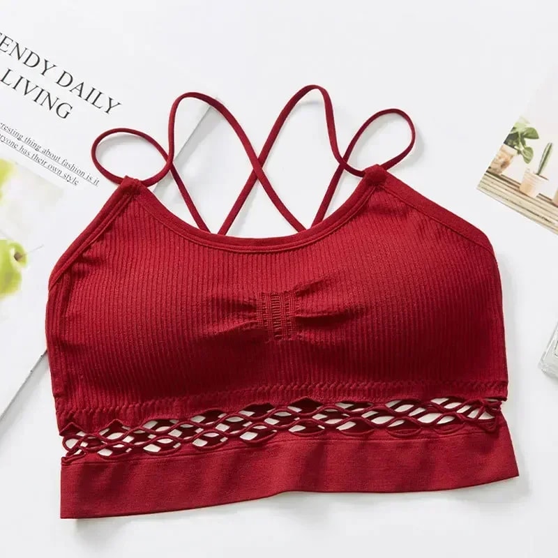 Women Cross Strap Sports Bra Push Up Top Yoga Gym Crop Tops Breathable Bras Fitness Tops Femme Bras
