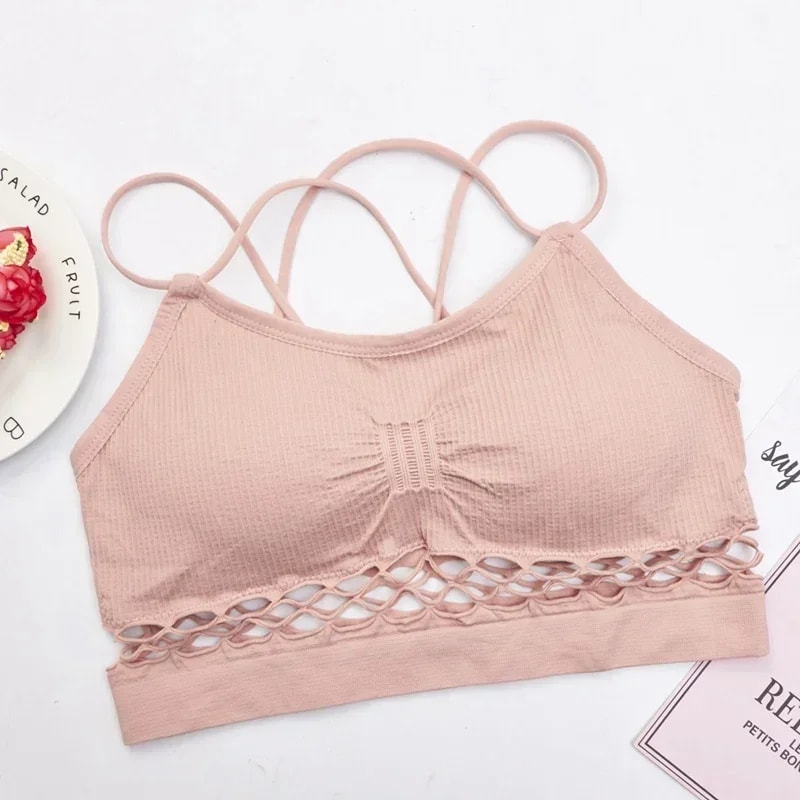 Women Cross Strap Sports Bra Push Up Top Yoga Gym Crop Tops Breathable Bras Fitness Tops Femme Bras