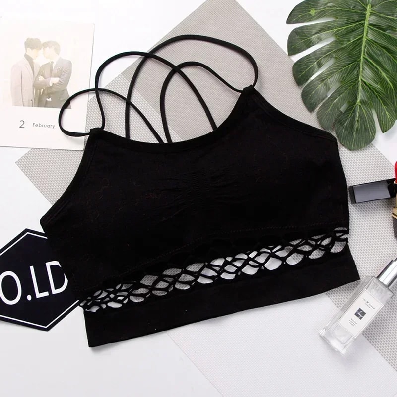 Women Cross Strap Sports Bra Push Up Top Yoga Gym Crop Tops Breathable Bras Fitness Tops Femme Bras
