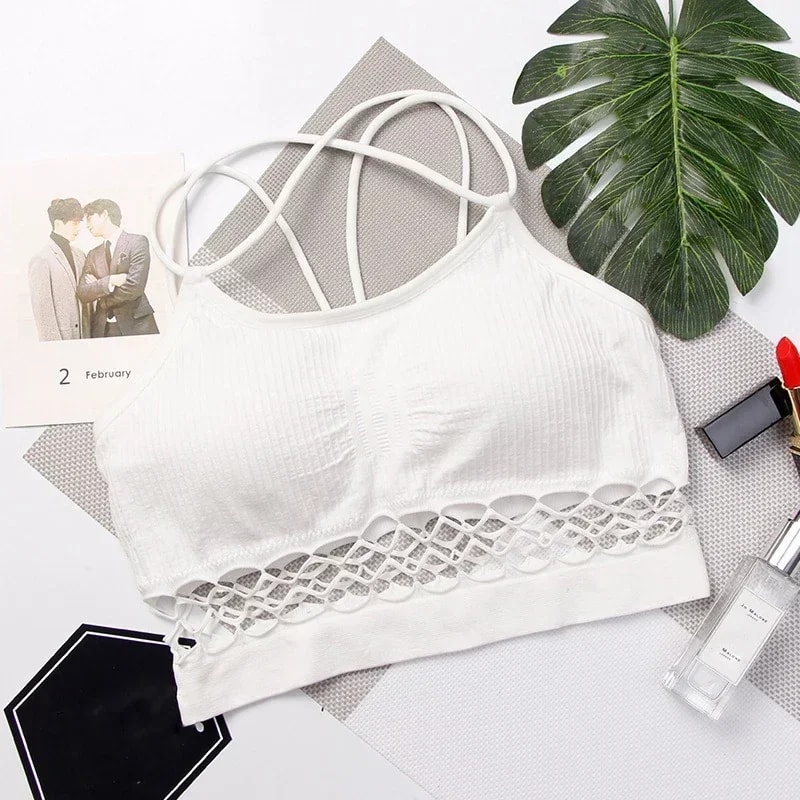 Women Cross Strap Sports Bra Push Up Top Yoga Gym Crop Tops Breathable Bras Fitness Tops Femme Bras