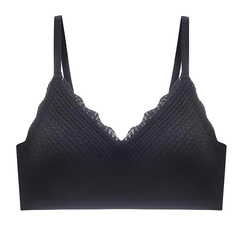 New Top Lace Seamless Women's Underwear, Sexy Sling Bra, Small Chest Gathered Non-slip, Beautiful Back, No Steel Ring