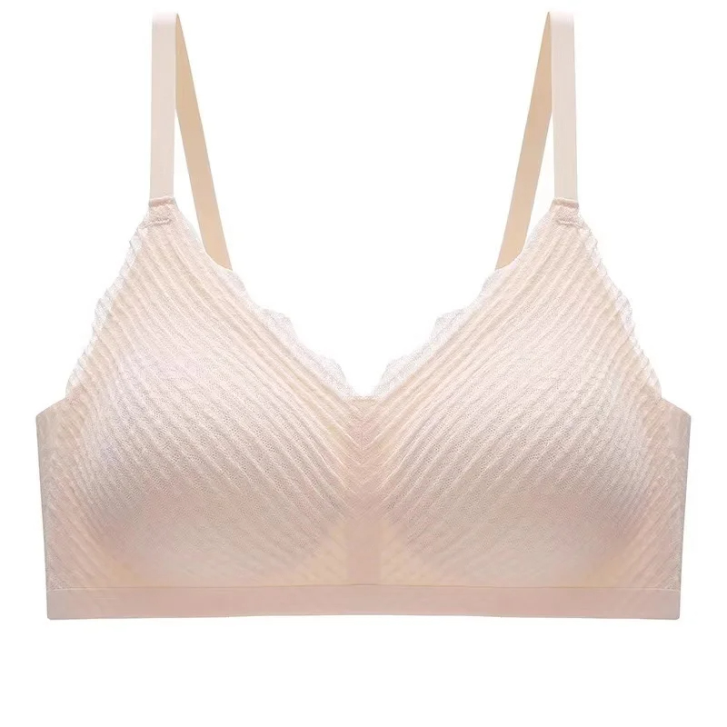 New Top Lace Seamless Women's Underwear, Sexy Sling Bra, Small Chest Gathered Non-slip, Beautiful Back, No Steel Ring