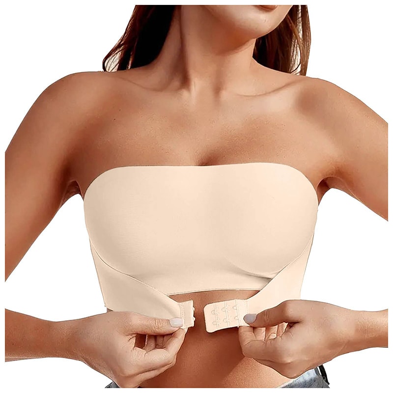 Womens Strapless No Padding Seamless Bra Sexy Comfortable Push Up Vest Top AntiSlip Front Button Un 7