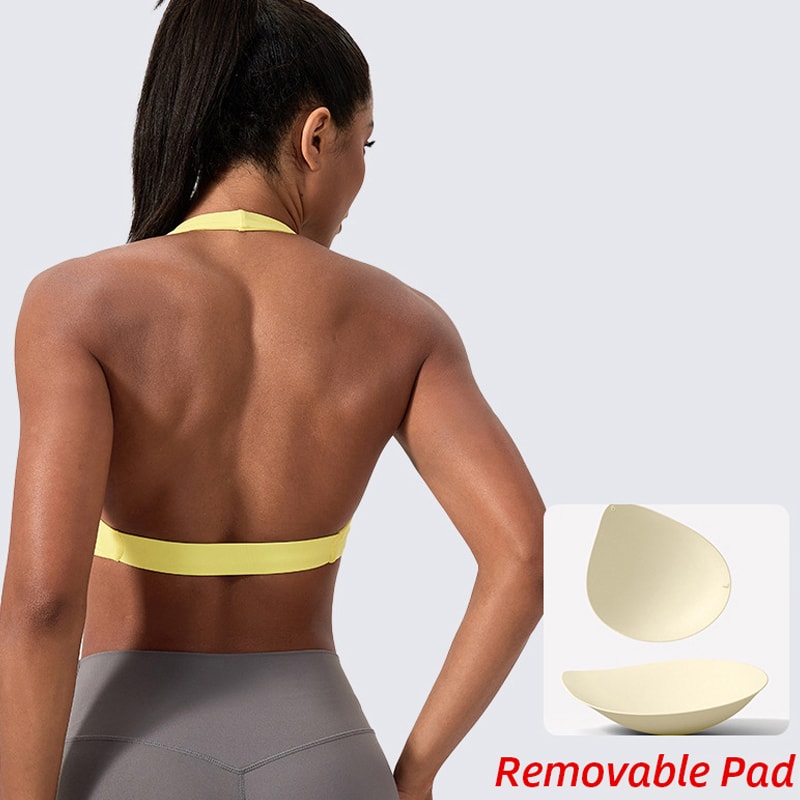 Impact Sport Bra Women Halter Tank Top High Support Pushup Open Back Gym Fitness Yoga Workout Vest 1