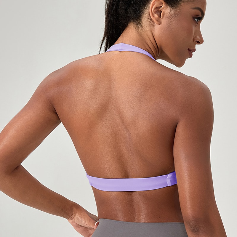 Impact Sport Bra Women Halter Tank Top High Support Pushup Open Back Gym Fitness Yoga Workout Vest 2