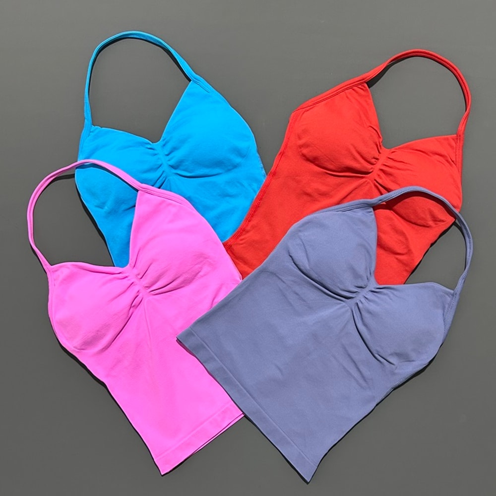 Impact Longline Strappy Top for Women, Sports Yoga Vest, Gym Tank Top with Open Back Bra, Running Workout Halter