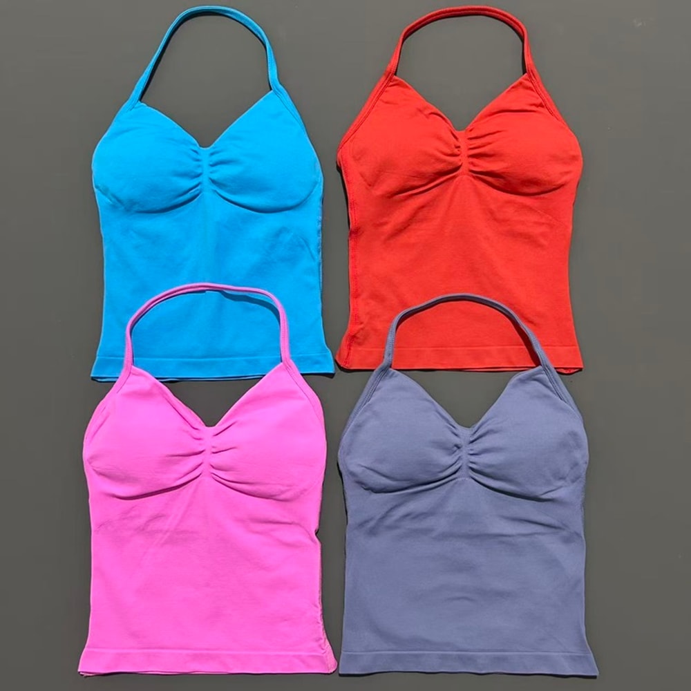 Impact Longline Strappy Top for Women, Sports Yoga Vest, Gym Tank Top with Open Back Bra, Running Workout Halter