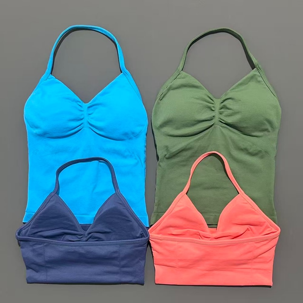 Impact Longline Strappy Top for Women, Sports Yoga Vest, Gym Tank Top with Open Back Bra, Running Workout Halter