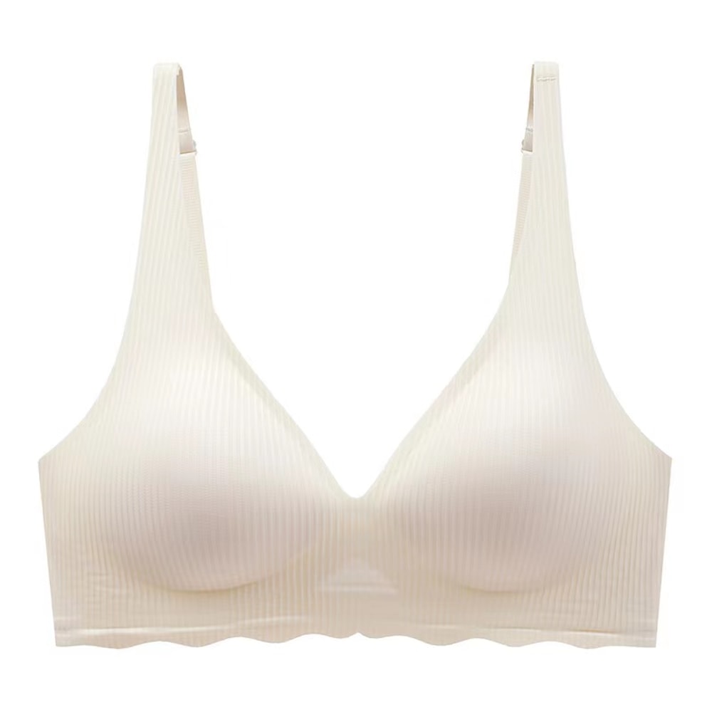 Seamless Women's Bra, Small Chest, Big Hollow Design, Underwear Support, Non-removable Semi-fixed Cup, One Piece Striped