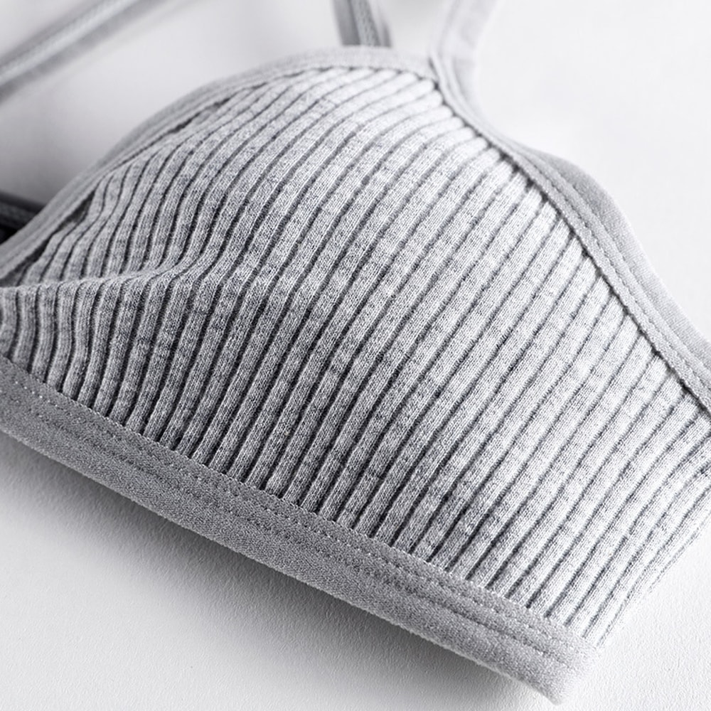 Comfort Lingerie Cotton Bras For Women, Thin Style Unlined Bralette, Sexy Deep V Triangle Cup, Cross Beauty Back Bra