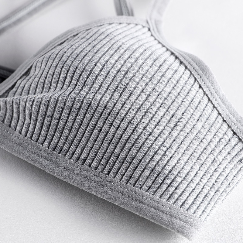 Comfort Lingerie Cotton Bras For Women, Thin Style Unlined Bralette, Sexy Deep V Triangle Cup, Cross Beauty Back Bra