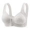 Women's Wire-Free Bra with Front Closure, Solid Color Full Coverage, Fixed Cups, Ideal for Middle-Aged and Elderly